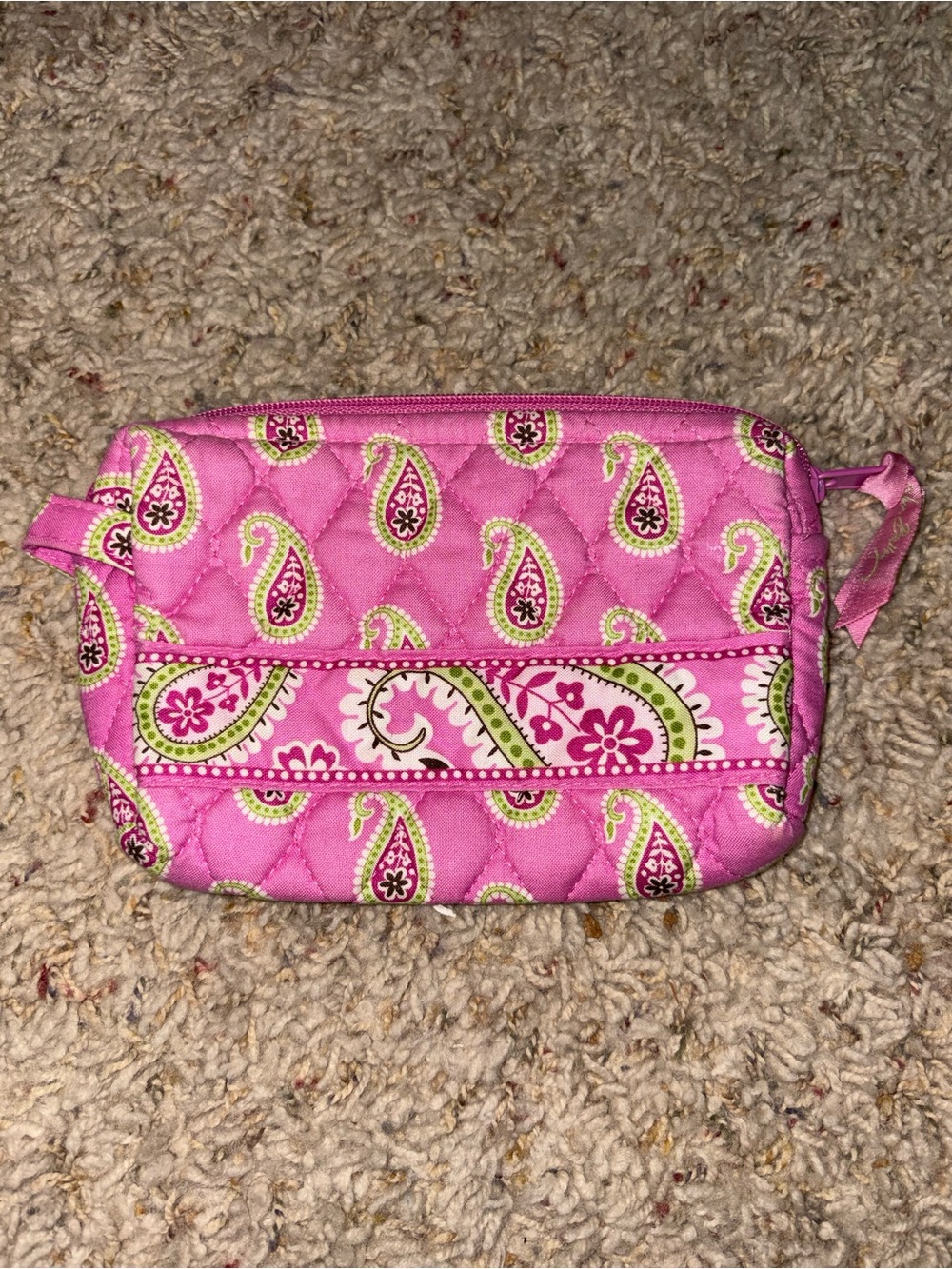 Vera Bradley Hot Pink Paisley Quilted Cosmetic Case
